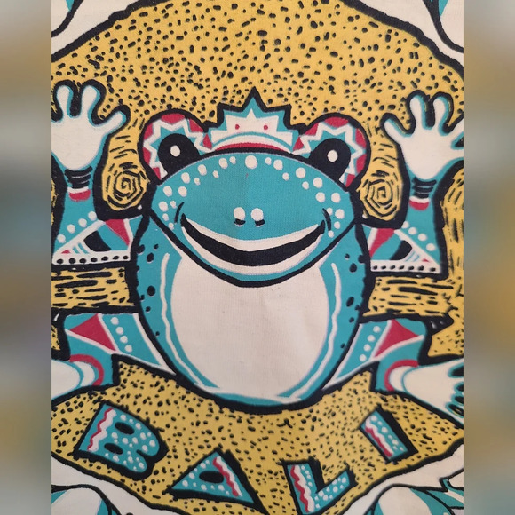 Vintage Frog Bali Pop Art University Of Leisure Men T-Shirt White, Size M - Picture 4 of 6
